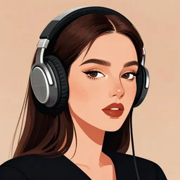 a beautiful portrait illustration of a woman in with headphones by hed kandi, adobe illustrator