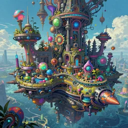 hyper detailed ultra sharp of a colorful smoothpunk metalpunk naturecore overcrowded city airship. trending on artstation, warpaint aesthetic, earthwave, colorful, psychedelic, ornate, intricate, digital painting, concept art, smooth, sharp focus, illustration, art by artgerm and greg rutkowski and h. r. giger, 8 k