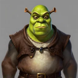 a highly detailed illustration of shrek wearing mechanical green face mask and brown noir coat, dramatic bored expression, intricate, elegant, highly detailed, centered, digital painting, artstation, concept art, smooth, sharp focus, league of legends concept art