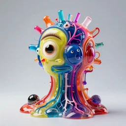 an extremely high quality hd surrealism xray of a 3 d perspective neon complimentary - colors cartoon surrealism melting sculpture gallery cast glass biological anatomical zaha hadid 4 d jello sculpture by a much more skilled version of kandinskypicasso and salvia dali the fourth, salvador dali's very much much much more talented painter cousin, 8 k, ultra realistic, very realistic, nerves, veins, neurons, 4 k