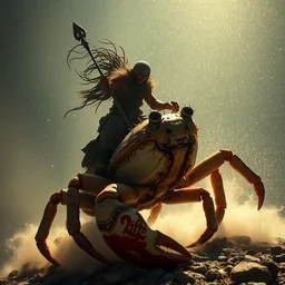 5 5 mm photo of jovanotti riding a giant crab, magical atmosphere. art by greg rutkowski. highly detailed 8 k. intricate. lifelike. soft light. nikon d 8 5 0.