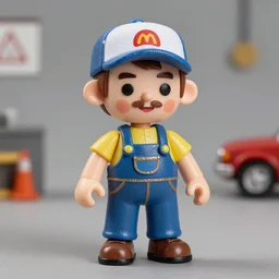 nils bohr cosplay car mechanic, stop motion vinyl action figure, plastic, toy, butcher billy style with glittery accents