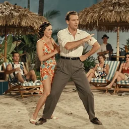 the image is a lost action hollywood film still 1 9 3 0 s photograph of a tropical theme pinup actress reacting to a sudden death scene. vibrant cinematography, anamorphic lenses, crisp, detailed image in 4 k resolution.