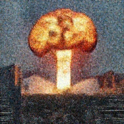 A nuclear warhead is exploding in the middle of a city.