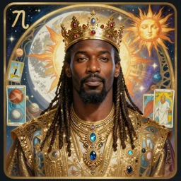 idris elba portrait by louis - theophile hingre and alphonse mucha, realistic, sharp focus, zodiac signs, tarot cards, planets, ethereal, art nouveau, magic, moon, sun, crown, dreamy, royal, jewellery