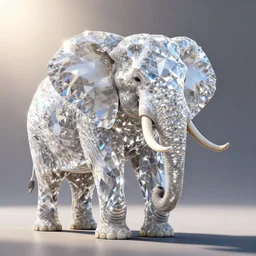 huge diamond elephant, ray tracing, rtx, sunlight, many details, octane render, high quality, 8 k