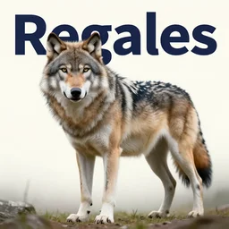 a professional poster of a wolf with the word Regales written on it, 8K, HD, highly detailed