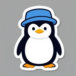 a logo illustration, sticker illustration, penguin with hat, by john park and greg rutkowski