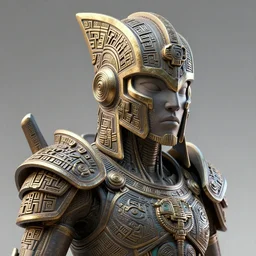 realistic render portrait of a cyborg with an intricate mayan inspired armor and helmet, intricate, dystopian toy, sci - fi, extremely detailed, digital painting, sculpted in zbrush, artstation, concept art, smooth, sharp focus, illustration, chiaroscuro lighting, golden ratio, incredible art by artgerm and greg rutkowski and alphonse mucha and simon stalenhag