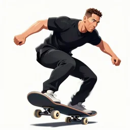 John Cena riding a skateboard anime style