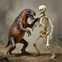 walrus fighting a skeleton