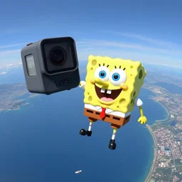 GoPro pic of SpongeBob skydiving
