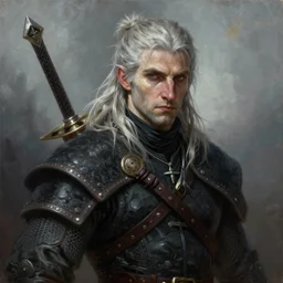 a realistic fantasy portrait painting of a male witcher, ultra detailed, art by ralph horsley, swanland, sabbas