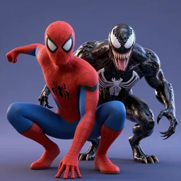 Spider-Man vs Venom, Pixar Studio, detailed, high quality, high rendering, artstation,