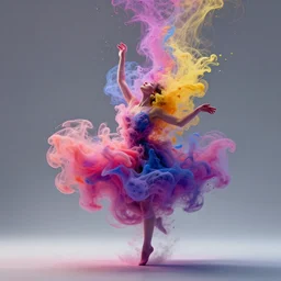 color pigments spread out in air, look like someone is dancing, dream, concept art, unreal 5, trending on artstation