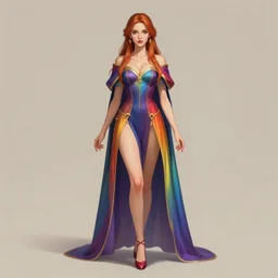 studio portrait of the neutral good rainbow colorful female cleric bard healer as absurdly beautiful, elegant, young skinny french gravure idol, an ultrafine hyperdetailed illustration by kim jung gi, intricate linework, detailed faces, super sharp focus, bright colors, octopath traveler, final fantasy, unreal engine 5 highly rendered, global illumination, radiant light, detailed and intricate environment