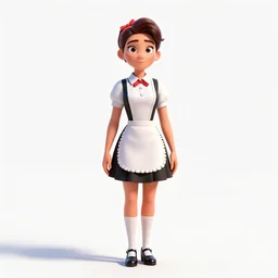 wise 1950s diner waitress, stylized pixar-style 3d render, full body, standing, isolated on a pure white background, centered, whole figure in frame, sharp focus, studio lighting