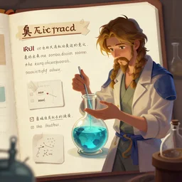 scientific alchemical research on the subject of a magic potion researcher notes tags digital painting trending on artstation by wlop octane render