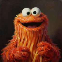 smiling spaghetti monster. atmospheric lighting. highly detailed painting art by artgerm.