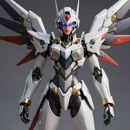 uncropped decepticon Feminine mecha (with futuristic jet armor and wings) with a heart visor helmet, symphogear, full body character portrait, holographic armor, hi-tech, trending on Artstation, digital painting, concept art, sharp focus, illustration, art by WLOP and Greg Rutkowski