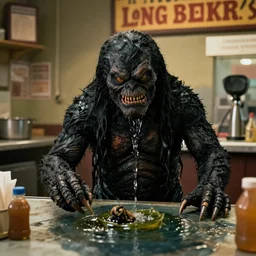 the creature from the black lagoon working at long john silvers