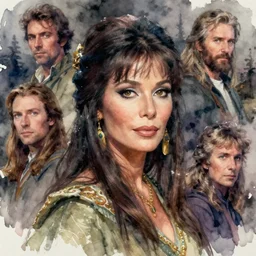 a realistic and atmospheric watercolour fantasy character concept art portrait of jane fonda as a druidic warrior wizard looking at the camera with an intelligent gaze by rebecca guay, michael kaluta, charles vess and jean moebius giraud