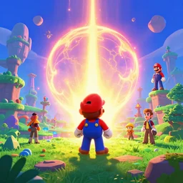 epic landscape of super mario world stylized as fornite style game design fanart by concept artist gervasio canda, behance hd by jesper ejsing, by rhads, makoto shinkai and lois van baarle, ilya kuvshinov, rossdraws global illumination radiating a glowing aura global illumination ray tracing hdr render in unreal engine 5