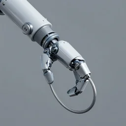 robot attached by a heavy, mechanical, industrial penumatic cable, the cable is attached to her back, clean room, scifi,  octane render