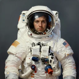 symmetrical!! portrait of an astronaut. soft lighting, retro 7 0 s, realistic illustration, art by peter elson