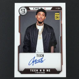 trading card featuring rapper tech n 9 ne, with symmetrical attributes, h 1 0 2 4
