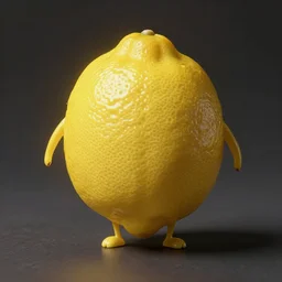 i saw a lemon that looks human, i will describe it as in shape of a human with legs of lemons and round body.