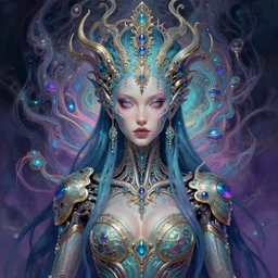 extremely psychedelic cyborg queen of lsd. intricate, elegant, highly detailed, photorealistic, digital painting, artstation.