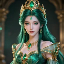 wonderful princess of emerald with fair skin, ornate 8 k gorgeous intricate detailed, accent lighting, dramatic light, octane render