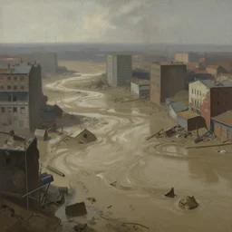 slug land, city of sludge, polluted ghetto, sharp focus, smooth, digital painting, by stalenhag, by adolph menzel