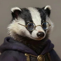 a detailed portrait of a badger wizard with old glasses, by justin gerard and greg rutkowski, digital art, realistic painting, dnd, dungeons & dragons, character design, trending on artstation