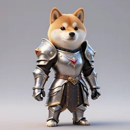 wearing gothic 2 paladin armor, anthropomorphic shiba inu, shiba inu face, stuning 3 d render, masterpiece, glowing aura, by donato giancola and greg rutkowski and wayne barlow and zdzisław beksinski, realistic face