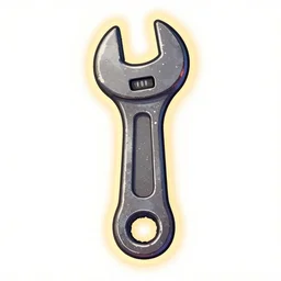 a game item simple steel wrench with cartoon shape, detailed illustration of an object with handpainted textures, rpg game style, center, rim lights and glow, colorful, high depth and details