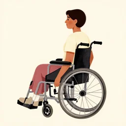 an illustration of a character woth wheelchair in the style of vanessa morales