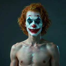 glowwave portrait of clown, au naturel, hyper detailed, digital art, trending in artstation, cinematic lighting, studio quality, smooth render, unreal engine 5 rendered, octane rendered, art style by klimt and nixeu and ian sprigger and wlop and krenz cushart.
