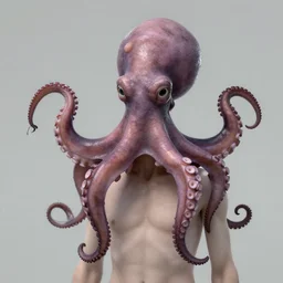 male with octopus tenticles as hair,