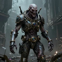 Horrifiying Human Mutant, steam punk, realistic, 8k