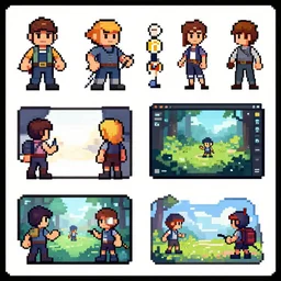 Pixel art, character design, concept art, PC game, unity
