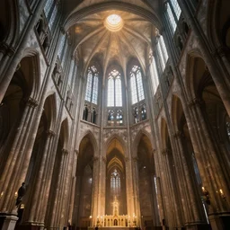 atmospheric interior of massive cathedral, digital art