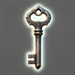 a door key, rpg inventory item, Warcraft style, outer glow, solid background, trending on artstation