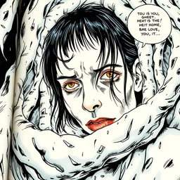 a page out of a junji ito comic book, detailed, full color, uncanny