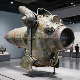 nuclear - powered jetpack on display at a museum, 3 d render, octane, ray tracing, ultra high detail, photorealistic
