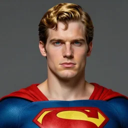 portrait of a superman with blond hair and blue eyes, highly detailed, digital painting, artstation, concept art, wallpaper, smooth, sharp focus, illustration, art by artgerm and greg rutkowski and alphonse mucha