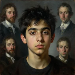 a beautiful dramatic classical portrait of a spaced out indian stoner teenager boy, head only, by greg rutkowski, by ross tran, by peter mohrbacher, by anthony van dyck, by zdzisław beksinski, oil on canvas, baroque color palette, trending on artstation, masterpiece, cold lighting, detailed, 8 k