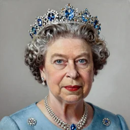 ultra - realistic head and shoulders portrait painting of the queen. art by ken kelly. 4 k. ultra - realistic. highly detailed. epic lighting