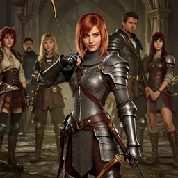 portrait of kate beckisale as cute girl in a brown archer's chainmail armor with long bow, dnd, gta v cover art, borderlands style, fantasy medieval style, inn background, celshading, sharp focus, intricate, detailed, by rhads, andreas rocha, rossdraws, makoto shinkai, laurie greasley, lois van baarle, ilya kuvshinov and greg rutkowski, dynamic lighting, sharp focus, grunge aesthetic, 4 k